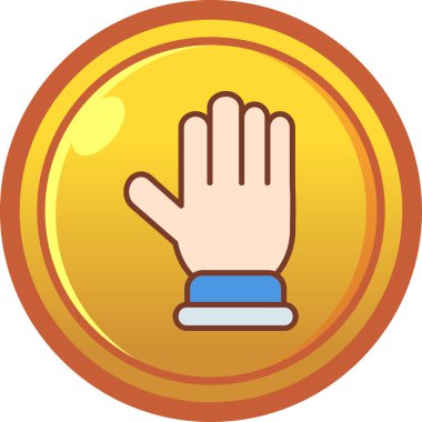 Madeni para işareti simgesi ile el, çizgi film tarzı