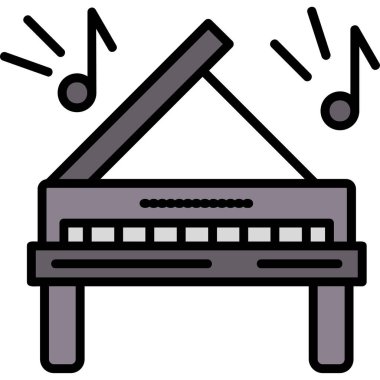 Piyano ikonu. beyaz üzerinde izole edilmiş piyano vektör simgesi rengi.