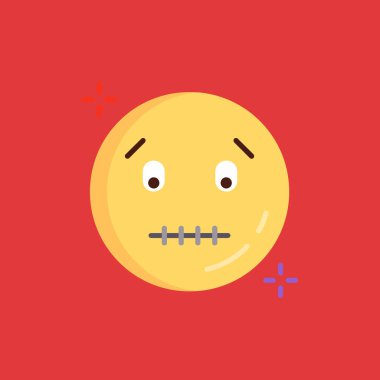 Sarı arkaplanda yalıtılmış yüz vektör simgesine sahip emoji