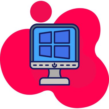 bilgisayar monitörü ikon vektör illüstrasyonu