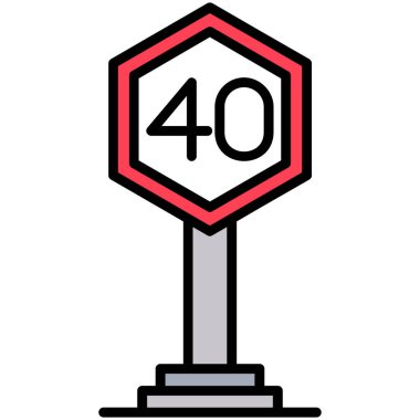 Trafik sinyal simgesi. çizgi trafik hız vektör rengi düz izole