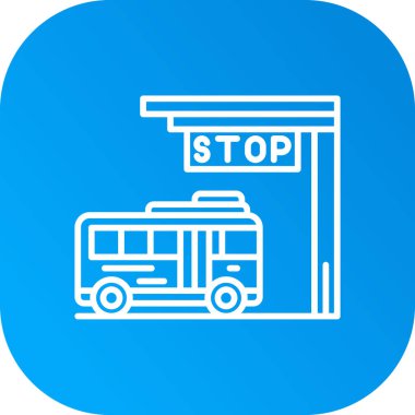 Web ve mobil tasarımınız için mavi arkaplanda izole edilmiş bus simgesini durdur