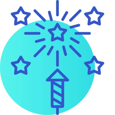 Firework çizgi simgesi beyaz arkaplanda izole edildi. Eğlence partisi anlayışı. Patlayıcı havai fişek sembolü. Renkli taslak konsepti. Vektör