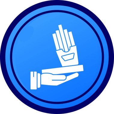 Yuvarlak bir simgeyi tutan el.