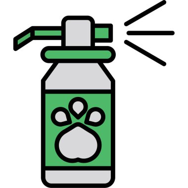 Hayvan spreyi simgesi renk ana hatları vektörü