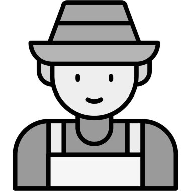 Çiftçi adam simgesi, ana hatlı vektör çizimi