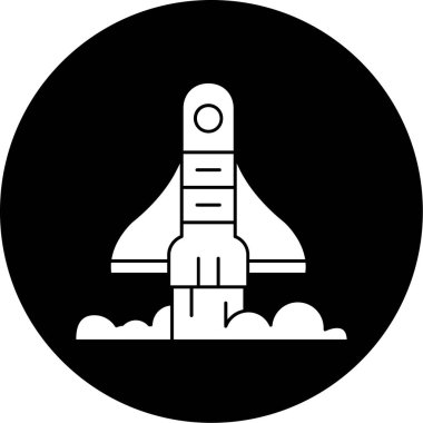 uzay roketi simgesi, basit siyah biçim