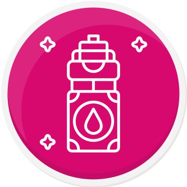 Geri dönüşüm simgesine sahip beyaz su şişesi uzun gölgeli arka plan izole edilmiş. Su, su, su. Kırmızı daire düğmesi. vektör illüstrasyonu