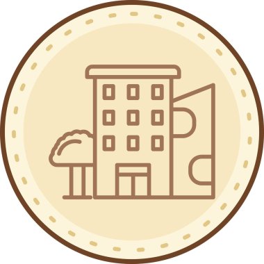 Dairede ağaç olan bir evin vektör simgesi