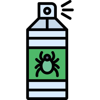 Sprey şişe simgesi renk ana hatları vektörü