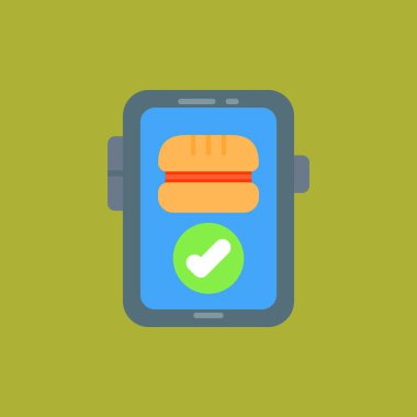 yiyecek ve mobil uygulama düz vektör simgesi.