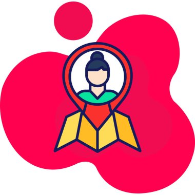 Sırt çantalı bir kadının vektör çizimi