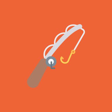 Uzun gölgeli balık oltasının vektör simgesi.