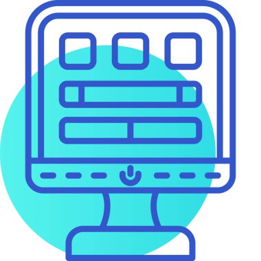 Bilgisayar ekranı simgesi ile doldurulmuş - ana hatlar biçimi