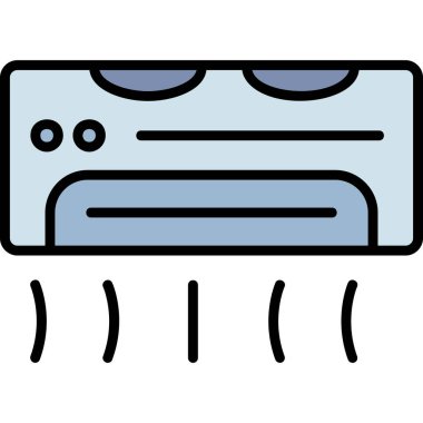 Bilgisayar soğutucu simgesi rengi dış hat vektörü