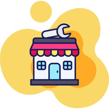 Bina. Web simgesi basit illüstrasyon