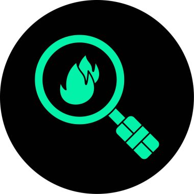 Ateş ikonlu büyüteç, vektör illüstrasyon tasarımı