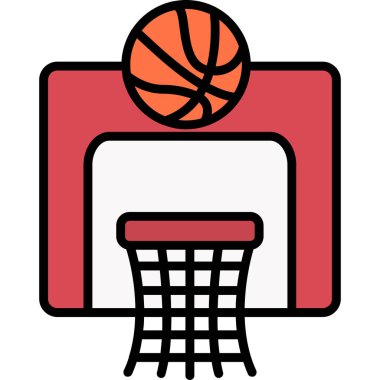 Basketbol sepeti simgesi renk ana hatları vektörü