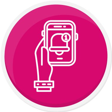 Akıllı saat simgesine sahip beyaz cep telefonu uzun arkaplan ile izole edilmiş. Mobil uygulama kontrolü. Kırmızı daire düğmesi. vektör illüstrasyonu