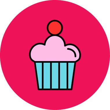 cupcake simgesi, vektör illüstrasyonu