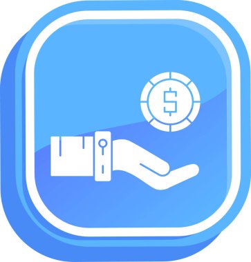 Dolar madeni para ikonu olan el, düz stil