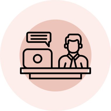 Çağrı Merkezi operatörü simge vektör çizim