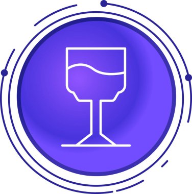 Beyaz arka planda izole edilmiş mavi çizgi bira ikonu. Mavi daire düğmesi. vektör illüstrasyonu