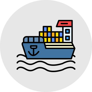 kargo konteynırı simgesi. Ağ için kargo taşıyıcı vektör simgelerinin özet çizimi