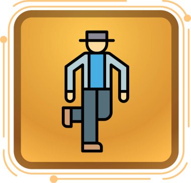 Şapka ikonlu bir çiftçi. ağ için şapka vektörü simgesi olan çiftçinin çizgi film çizimi