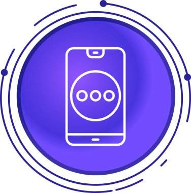 Akıllı telefon simgesi beyaz arkaplanda izole edilmiş siyah çizgi akıllı saat. Çalar saat. Kablosuz bağlantısı olan akıllı saat. Mavi daire düğmesi. vektör illüstrasyonu