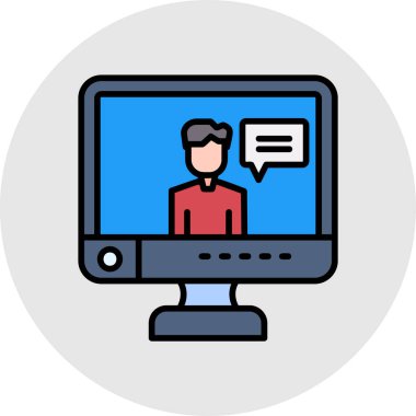 Video çağrı simgesi. Düz renk. vektör illüstrasyonu.