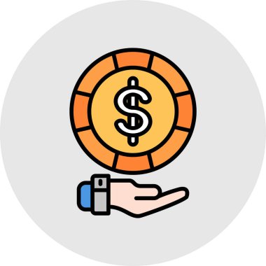 Bozuk para vektörü düz renk simgesi