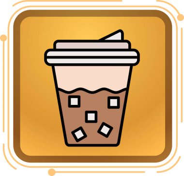 Bir içki ikonu ve vektör illüstrasyonlu kahve bardağı