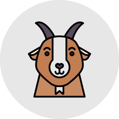 sevimli keçi başlı hayvan çizgi film ikonu vektör illüstrasyon grafik tasarımı