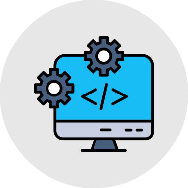 bilgisayar ve vites vektör illüstrasyon tasarımı