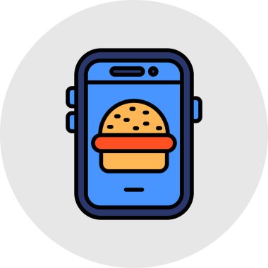 Hamburger. Web simgesi basit illüstrasyon