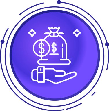 çizgi parası ve dolar para ikonu beyaz arka planda izole. Nakit para. Nakit para ikonu. Renkli taslak konsepti. vektör.