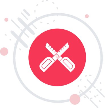 Uzun gölgeli beyaz çizgi tornavida simgesi. servis aracı sembolü. Kırmızı daire düğmesi. vektör.