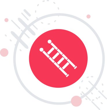 Beyaz çizgili beyzbol sopası ve beyaz arka planda izole edilmiş beyzbol topu ikonu. Kırmızı daire düğmesi. vektör illüstrasyonu