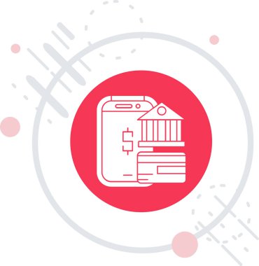 Beyaz çizgi akıllı ev simgesi uzun gölgeli izole edilmiş. Uzaktan kumanda. Kırmızı daire düğmesi. vektör