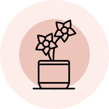 Çiçekli bir tencerenin vektör illüstrasyonu