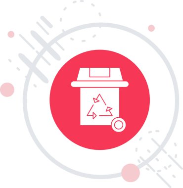 Beyaz çizgi Çöp kutusu simgesi beyaz arkaplanda izole edildi. Çöp kutusu tabelası. Sepet simgesini geri dönüştür. Ofis çöpü ikonu. Kırmızı daire düğmesi. Vektör.