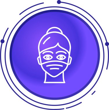 Beyaz arka planda izole edilmiş çizgi kadın yüz ikonu. Yüz ifadesi. Yüz ifadesi. Yüz maskesi. Renkli taslak konsepti. vektör.