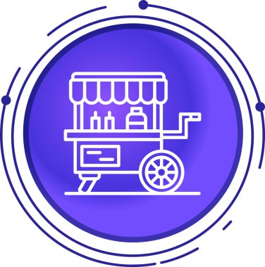 Düz moda vektör gıda ikonu. Yemek arabası.