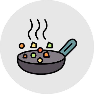 kızartma tavası simge vektör çizim