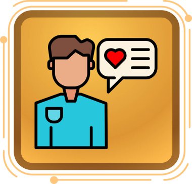 Kalp ve sohbet kabarcık vektör çizim tasarımı olan adam