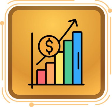 beyaz arkaplanda çizgi film tarzında büyüyen ok simgesine sahip grafik
