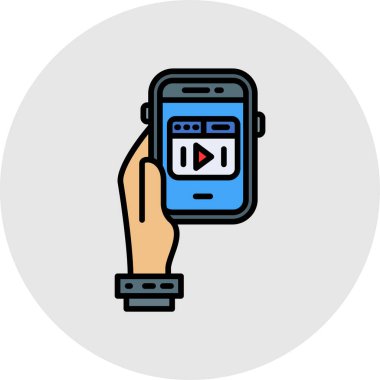 mobil oyuncu simgesi renk dış hat vektörü