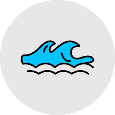 Okyanus ve deniz hattı ikonu. deniz suyu dalgaları.