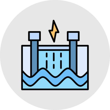 su santrali ikon rengi ana hatları vektörü